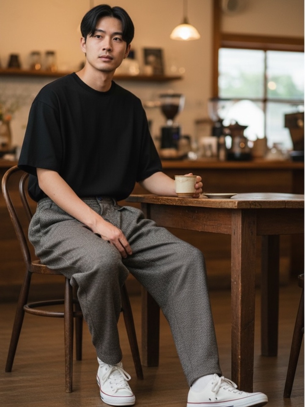 COMMON MARKET Houndstooth Wool Blend Pants Brown M